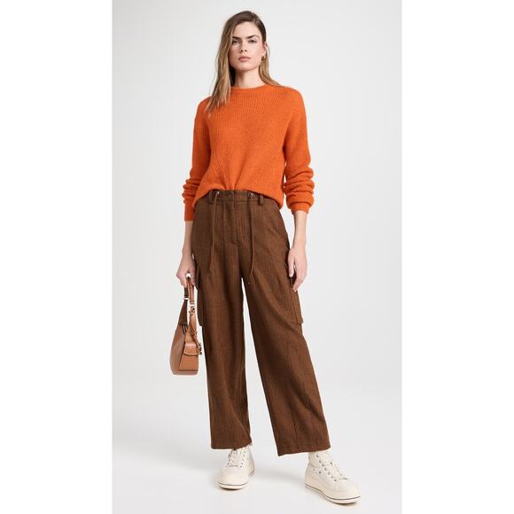 Veronica Beard in deep orange Mohair blend Melinda Crew Neck Sweater sz L - Picture 1 of 11